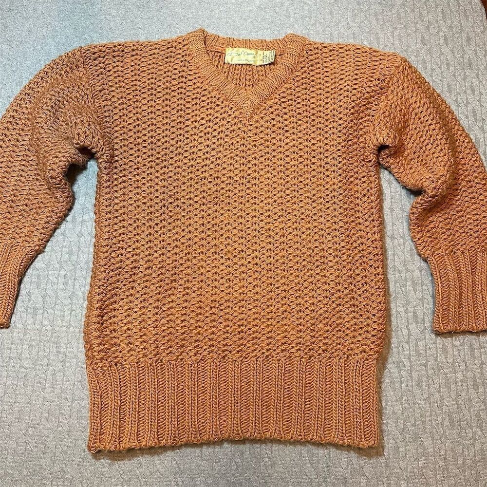 Vintage De Mura Women's V-Neck Wool Blend Pullover Sweater Brown Size S
